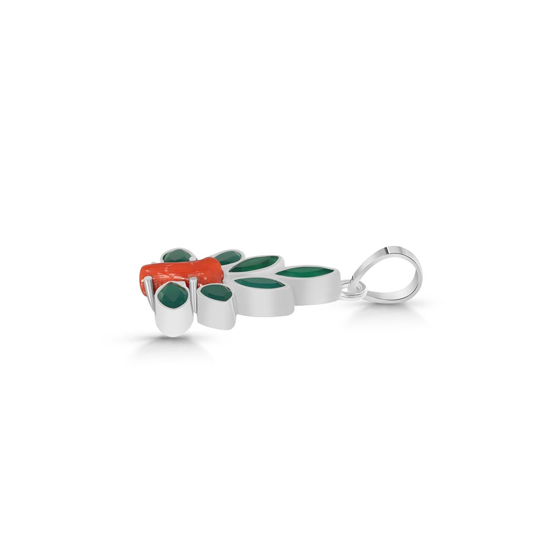 Red Coral / Green Onyx Pendant-(COR-P-86)